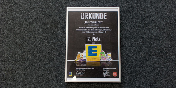 Urkunde für den 2. Platz beim Edeka-Schülerwettbewerb